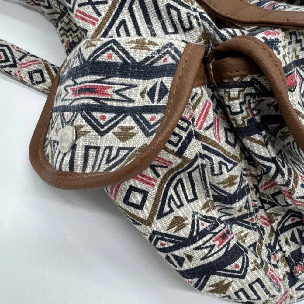BACKPACK Mudd Tribal Table and Tower Aztec Navy Pink Brown Faux Leather